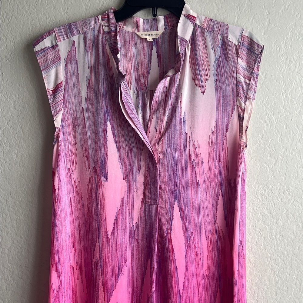 Like New! Rebecca Taylor 100% Silk Dress Ombre Fuchsia Pink in Size 6 - Picture 3 of 12